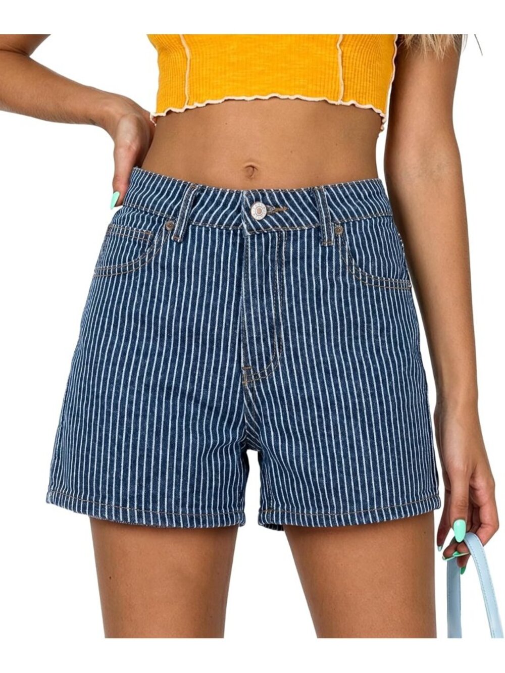 Women's bluestripes Summer Comfortable Stretchy Denim Casual Hot Short Jort Jean